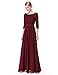 Ever-Pretty Womens Elegant Three-Quarter Sleeve Long Mother Of The Bride Dress 10 US Burgandy