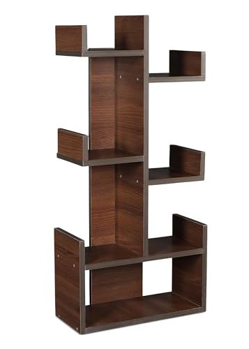 Image of Engineered Wood Bookshelf Multipurpose Home Decor Storage Rack Bookcase Showcase Organizer for Living Room Kitchen (Square 6 Shelf Bookrack) (Brown) DIY(Do-It-Yourself)