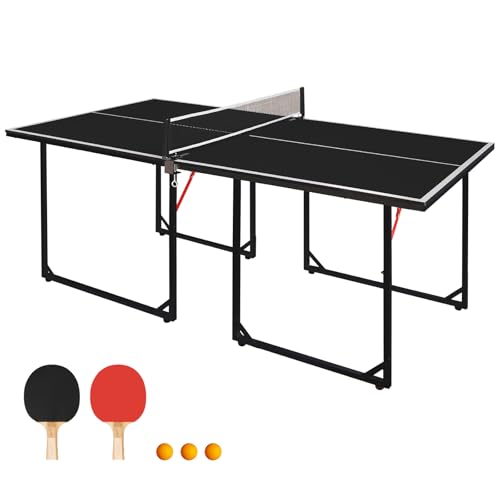 SculPong Ping Pong Tisch Faltbare Tischtennisplatte mit Netz, Tischtennisschläger und Bälle, 1,5 m/1,8 m/2,7 m, MDF, Mehrzweck-Familienspieltisch für Kinder, Teenager, Erwachsene, kompakt und tragbar