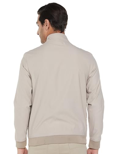 Image of Qube By Fort Collins Men's Lightweight Bomber Jacket with Fur Lining - Fleece-Lined Winter Jacket for Men | Full Zip Warm High Neck Jacket with Stand Collar & Zip Pockets for Winter Wear & Daily Use