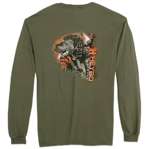 Heybo Outdoors Dog LS T-Shirt, Labrador Dog Hunting SS T-Shirt Labs Ducks Dogs, I Love Labs - Moss Green, Size: Medium Cover