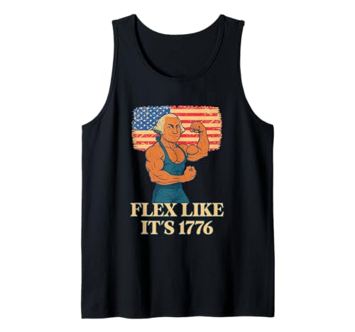 Muscular George Washington Flex Like It's 1776 Fun 4 de julio Camiseta sin Mangas