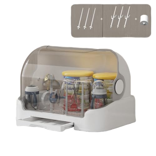 Sariny哺乳瓶ホルダー 哺乳瓶乾燥ラック 哺乳瓶ラック 乾燥ラック デザイン 収納ボックス 乾燥ラック 排水ラック 取り外し可能 なクリーニング 抗菌防塵 ベビー用品 乾燥トレイ 蓋付き シンク下収納ラック スライド式 引き出し哺乳瓶乾燥ラックコンテナ