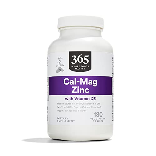 365 by Whole Foods Market Cal-Mag-Zinc with Vitamin D3 Vegetarian 180 Count