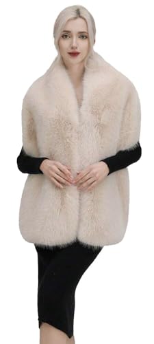 Women's Faux Fur Shawls Wraps Sleeveless White Fur Shawl Poncho Fur Stole Capelet for Cold Winter Warmer 2025