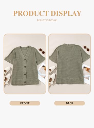 Image of Eytino Womens Plus Size Tops Casual V Neck Short Sleeve Waffle Knit Button Down Shirts(1X-5X)