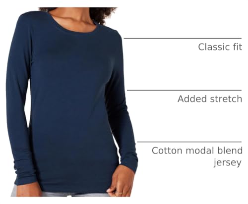Image of Amazon Essentials Women's Regular-Fit Long-Sleeve Crewneck T-Shirt (Available in Plus Size)