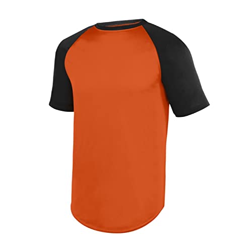 Augusta Sportswear Boys' Large Youth Wicking Short Sleeve Baseball Jersey, Orange/Black