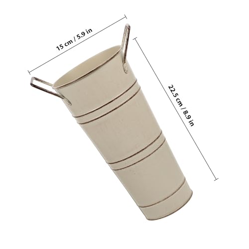 Arreglos de hogar elegantes con maceta de hierro retro beige asas 3