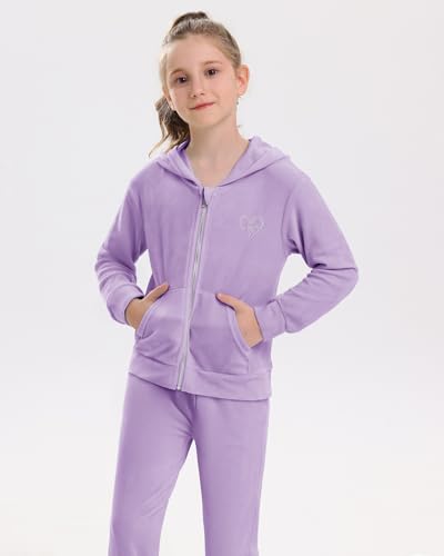 Stelle Girls Velour Tracksuits 2 Piece Sweatsuit Outfit Zip Up Hoodie and Jogger Sweatpants Athletic Clothing Sets2