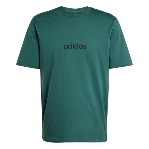 adidas Men's Essentials Linear Single Jersey TEE, Collegiate Green/Black, L
