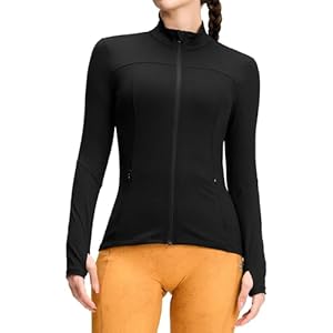 QUEENIEKE Women’s Zip Up Workout Jackets – Slim Fit Cottony Soft Athletic Running Jacket Yoga Gym Tops with Thumb Holes
