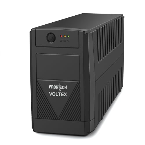 Image of FRONTECH UPS - 1KVA /600W Simulated Sine Wave | 12V /7Ah x 2 Lead-Acid Batteries - Reliable Power Protection| LED Indicator | Power Backup & Protection | Desktop (2570 - Black)