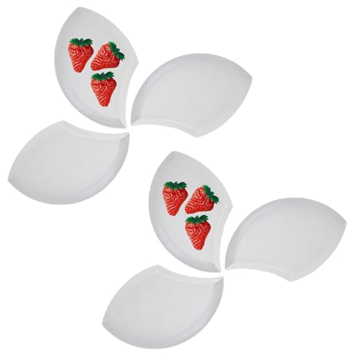 Image of Wheat Straw Unbreakable Appetizer Dessert Plates, Children's and Adult Cake Plate, Lightweight Small Petal-Shaped Plates for Snacks, Reusable Dipping Sauce Bowls. (Nordic Rice, Pack of 6)
