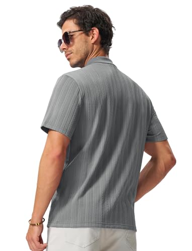 Image of TBMPOY Mens Casual Knit Polo with Pocket Textured Shirts Short Sleeve Classic Summer Vacation