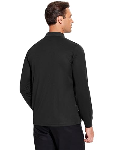 PINSPARK Camisa polo masculina de manga comprida com absorção de umidade, camisas de golfe, modelage