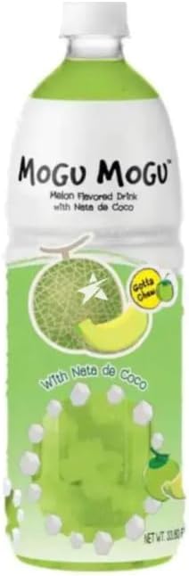 Mogu Mogu Fruit Juice Drinks with Nata De Coco 1L Bottle HALAL - Melon Flavour Drink
