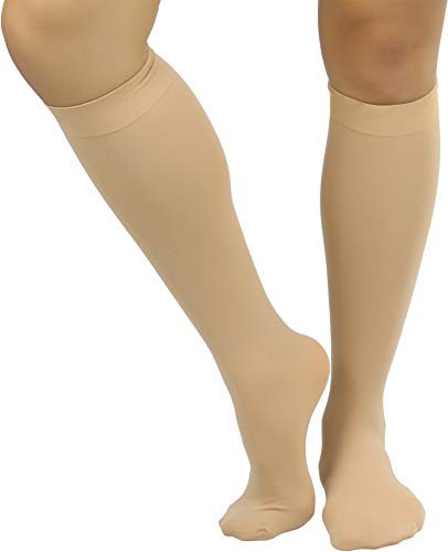 Image of ToBeInStyle Women's Opaque Knee High Nylon Fashion Socks Solid & w /Front Satin Bow