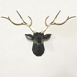 Harz, Hirschkopf, Wandhalterung, 3D-Waldtier, rustikale Wandkunst, Dekoration, geometrische Horn-Skulptur für Heimhintergrund