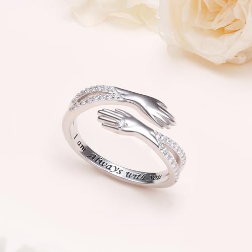 S925 Sterling Silver Hug Ring Adjustable Promise rings Valentine's Day Birthday Anniversary Jewelry for Women2