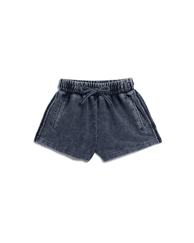 Shorts fille bleu ajustable taille élastique avec cordon de serrage souple