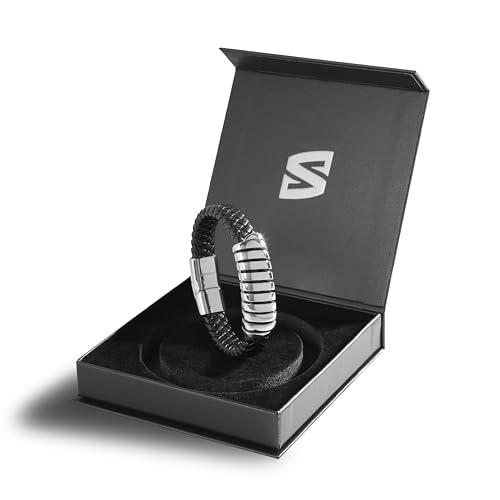 Image of SERASAR Premium Leather Bracelet Men | Stainless Steel Magnetic Clasp | Three Colors | Jewelry Box Included
