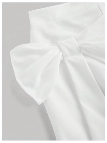 WDIRARA Women's Bow Wrap High Waisted Straight Leg Pants Casual Trousers3