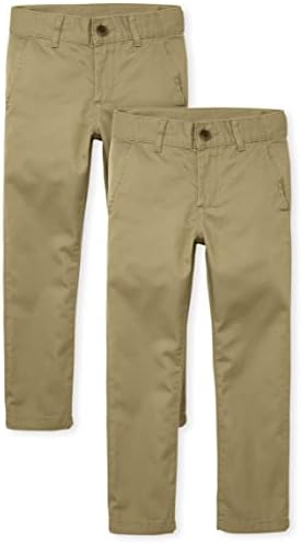 The Children's Place boys Skinny Chino Pants, Flax 2 Pack, 8 US
