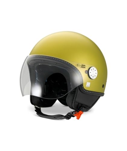 Casco jet Piaggio originale Visor 4.0 Demi Jet per Vespa conducente con omologazione ECE 22.06 (verde ambizioso opaco, L2)