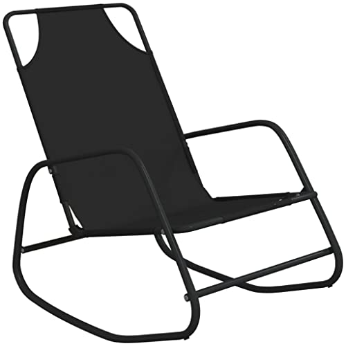 vidaXL Tumbona Mecedora Reclinable Hamaca Cama de Salón Diván Asiento Jardín Patio Terraza Balcón Muebles Exterior de Acero y Textilene Negro