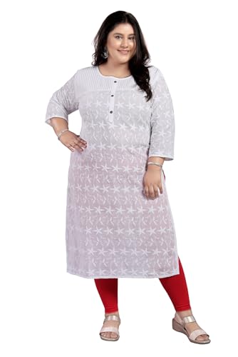 Image of DARIKA Women Chikankari Kurti in Dark Blue for Plus Size & Small Size.