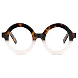 Zeelool Retro Thick Round Eyeglasses Frame for Women Men Non-prescription Clear Lens Calhoun ZOA01776-04 Two-Tone