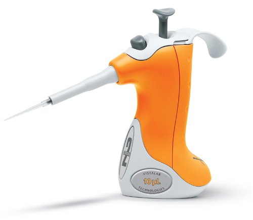 1257-0010 Ovation Fixed Volume Two Stroke BioNatural Pipette, 10 microliter Volume, +/-1.5% Accuracy, Orange