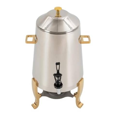 VPABES 3.4 Gallon Stainless Steel Hot Beverage Drink Dispenser Can, Electric Coffee Urn with Fuel Holder 2-Way Continuous Heating, Tea Water Coffee Chafer Urn with Spigot for Parties Buffet Catering Cover