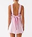 Women Y2K Halter Mini Dress Boho Sleeveless Cross Tie Up Backless Short Dress Aesthetic Printed Vacation Sundress (Pink, M)