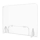 DORALO Mampara Protectora De Metacrilato, Transparente Separador Oficina O Divisor Mesa Escritorio con Ventanillas Y Bases para Mostrador Y Mesa, Grosor De 4Mm,600×800×4mm