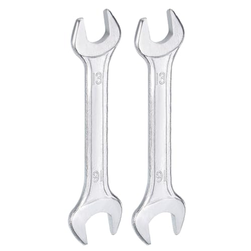 Image of sourcing map 2pcs Double Open End Wrench 13mm x 16mm Metric 15 Degree Offset Angle Small Flat Head Wrench Galvanizing Open Ended Spanner for Automotive Repair Furniture Assembly