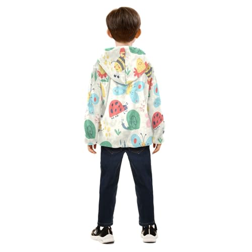 Happy Bugs Bees Butterflies Snails Girls Fleece Jacket Girls Fall Jacket Girls Zip Up Hoodie Girls Sherpa Jacket 2-10T4