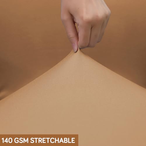 Image of HOKIPO 'SereneSolids' 140 GSM Office Chair Cover for Desk Chair (Low-Back) - 140 GSM Stretchable Fabric - Washable, Durable & Anti-Slip - Fits Small & Low-Back Office Chairs, Camel (AR-6222-CML-S)