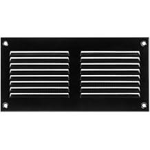 HVAC OV 8 x 4 Inch (Outer Size) Black Metal Vent Cover Ceiling Vents Covers - Return Air Vent Grille HVAC Register Vent Covers for Home Wall Cold Air Return Vent Cover, Built-in Mesh Screen