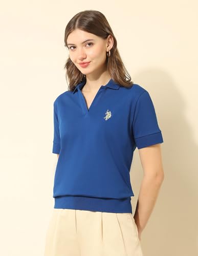 Image of U.S. Polo ASSN. Women's Cotton Solid Loose Fit Polo Shirt