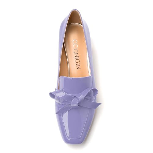 Image of Womens Loafer with Heel, Comfortable Chunky Heels for Women, Loafers Shoes with Bowknot Womens Bunion Dress Shoes