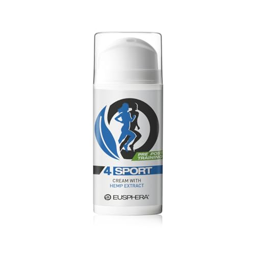 EUSPHERA - 4SPORT - Muscle Balm for Post Workout & Muscle Soreness 100% Natural Relief Body Cream with Hemp, Aloe, Devil's Claw and Arnica 2.5 Oz - Made in Italy