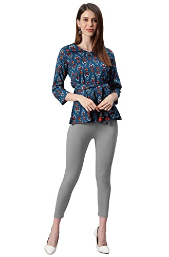 Image of Janasya Women's Grey Viscose Lycra Legging