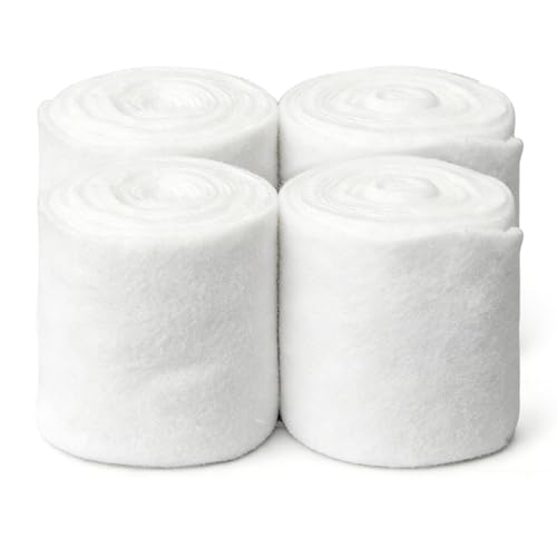 Agatige Pferd Bein Wraps, 250x12cm/98,43x4,72 Zoll 4 Rollen Vlies-Pferdebeinbandagen Dicke weiße Pferdebeinbandagen Pferdebeinbandage Unterstützung Professionelle Reitsportausrüstung für Pferdebeine