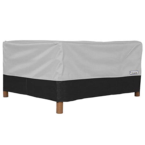 Neh Outdoor Patio Square Ottoman / Side Table Furniture Cover - 40"L X 38"W X 18"H - Breathable Material, Sunray Protected, And Weather Resistant Storage Cover - Gray With Black Hem #TOP23