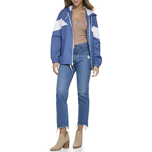 Levi's Women's Nylon Color Block Windbreaker, True Blue/White, Small by Levi's - Used condition - Image 2