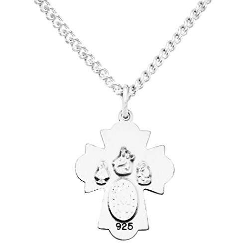 Rosemarie's Religious Gifts Sterling Silver Small Four Way Cross Confirmation Medal Pendant Necklace, 18" #TOP3