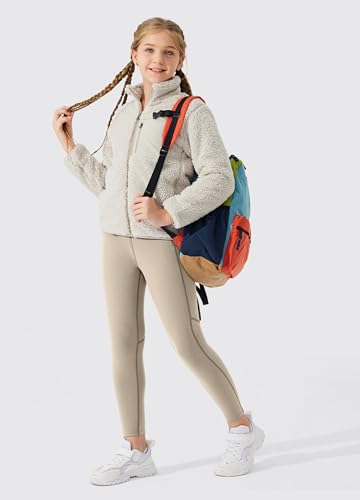 Willit Calça legging feminina forrada com lã, com bolsos, resistente à água, Caqui, GG