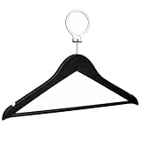 MELA'S 20 Perchas de Madera antirrobo con Anillo de Seguridad, Color Negro